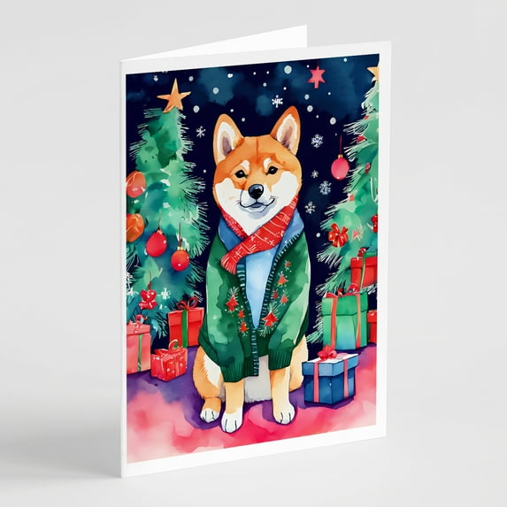 Shiba Inu Christmas Greeting Cards Pack of 8 7 in x 5 in
