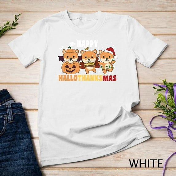 Shiba Inu Christmas Halloween Happy Hallothanksmas Tee Unisex T-shirt