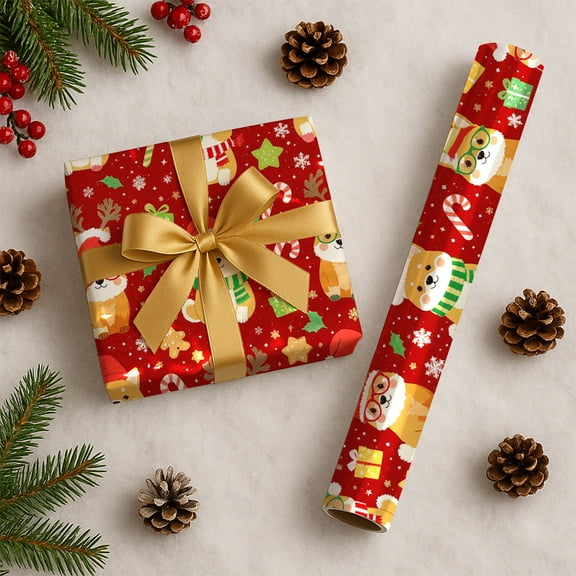 Shiba Inu Christmas Wrapping Paper Rolls, Shiba Inu Holiday Gift Wrapping Paper Merry Christmas