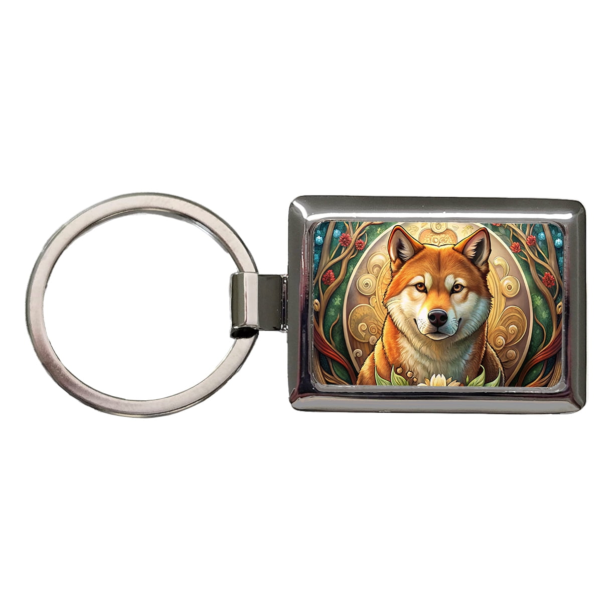 Shiba Inu Dog Art Nouveau Metal Rectangle Keychain - Walmart.com