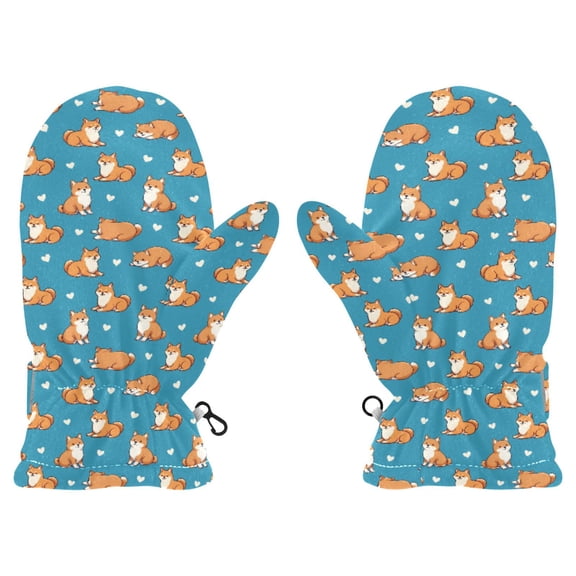 Shiba Inu Dog Cold Weather Mittens Cozy Gloves with Adjustable Fit Perfect for Outdoor Fun