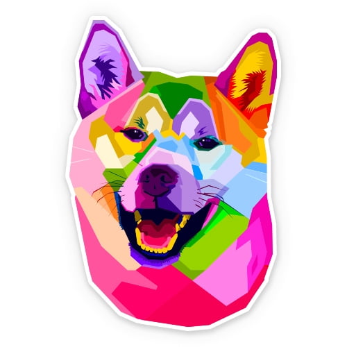 Shiba Inu Dog Colorful - 12" Vinyl Sticker Waterproof Decal