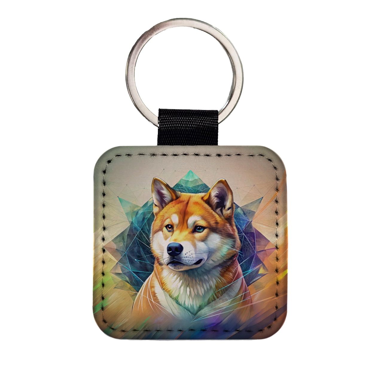 Shiba Inu Dog Contemporary Art Faux Leather Square Keychain - Walmart.com