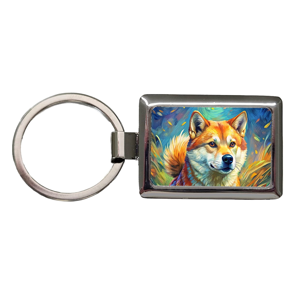 Shiba Inu Dog Expressionism Art Metal Rectangle Keychain - Walmart.com