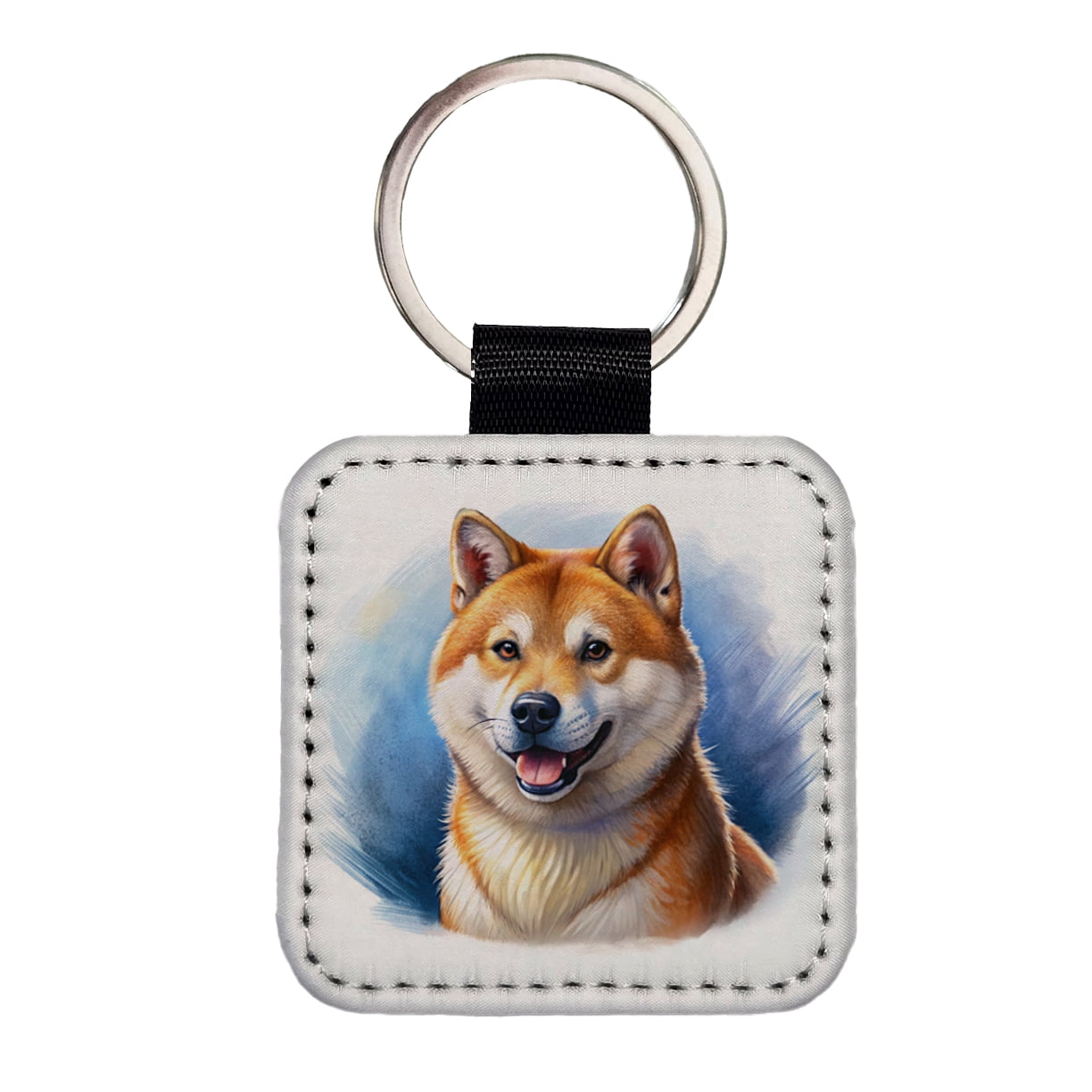 Shiba Inu Dog Illustration Faux Leather Square Keychain - Walmart.com