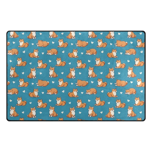 Shiba Inu Dog Memory Foam Area Rug 31"x20" Non Slip, Absorbent, Fade Proof for Living Room, Bedroom, Office