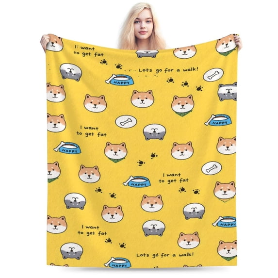 Shiba Inu Dog Paw Bone Blanket Gift Throw Blanket Cozy Soft Home Decor Gift for Dog Lovers 50x40