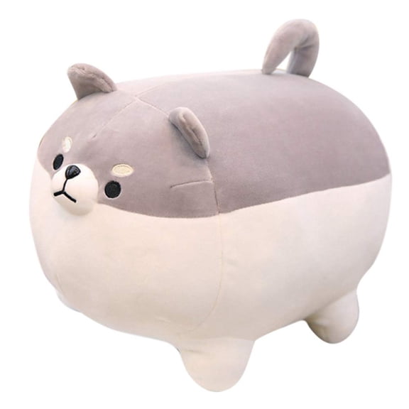 Shiba Inu Dog Plush Pillow, Cute Corgi Plush Animal Doll Valentine's Day Gift (Grey, 15.7 inches)