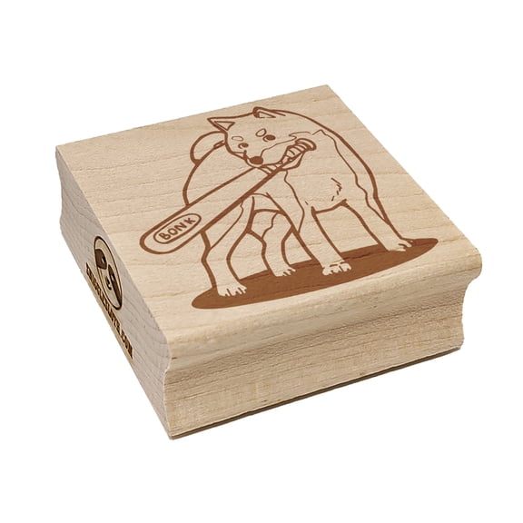 Shiba Inu Dog with Bonk Baseball Bat Square Rubber Stamp Stamping Scrapbooking Crafting - Large 2.75in