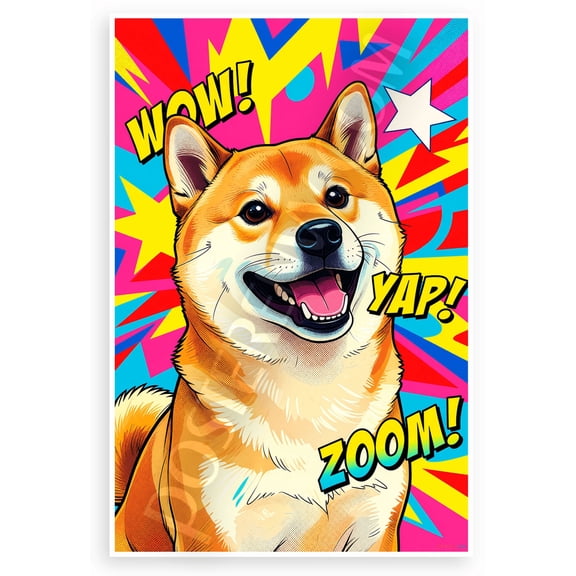 Shiba Inu Doge Meme Pop Art Wow Yap Zoom 12x18 US Made Poster