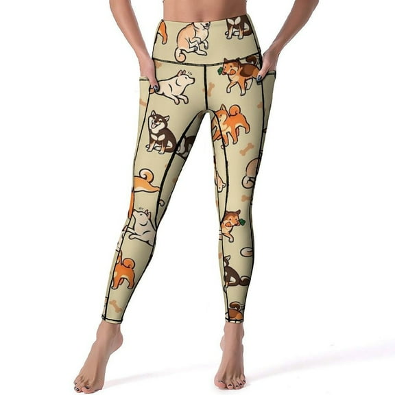 Shiba Inu Doggo with Sunglasses Leggings High Waist Yoga Pants Sweet Stretch Yoga Legging Women Fitness Pants