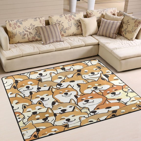 Shiba Inu Dogs Area Rug Washable 80 x 58 Floor Carpet Mat Non Slip for Bedroom Living Room Home Decor