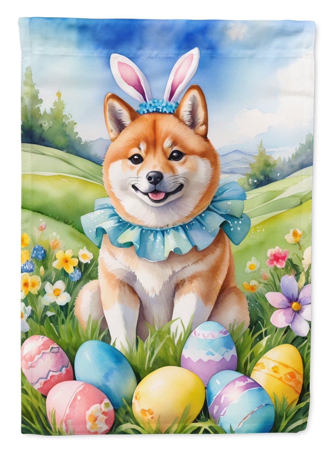 Shiba Inu Easter Egg Hunt Garden Flag 11.25 in x 15.5 in