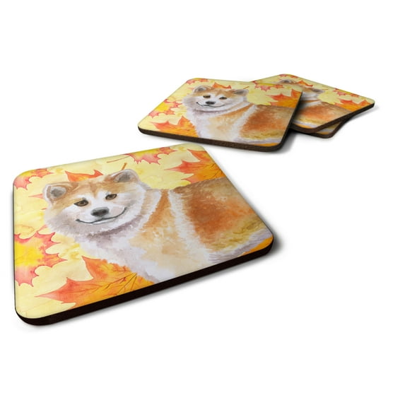 Shiba Inu Fall Foam Coaster Set of 4 Yellow
