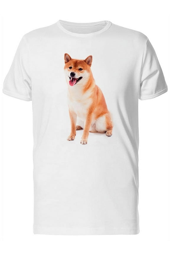 Shiba Inu Happy Sitting T-Shirt Men -Image by Shutterstock, Male XX-Large