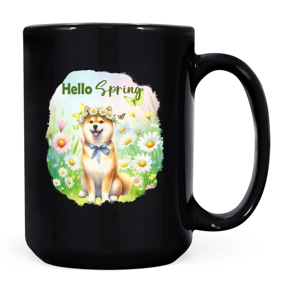Shiba Inu Hello Spring Time Flower Floral Nature Mug Shibas Dog Lovers Gifts Idea Coffee Tea Cup - 02031