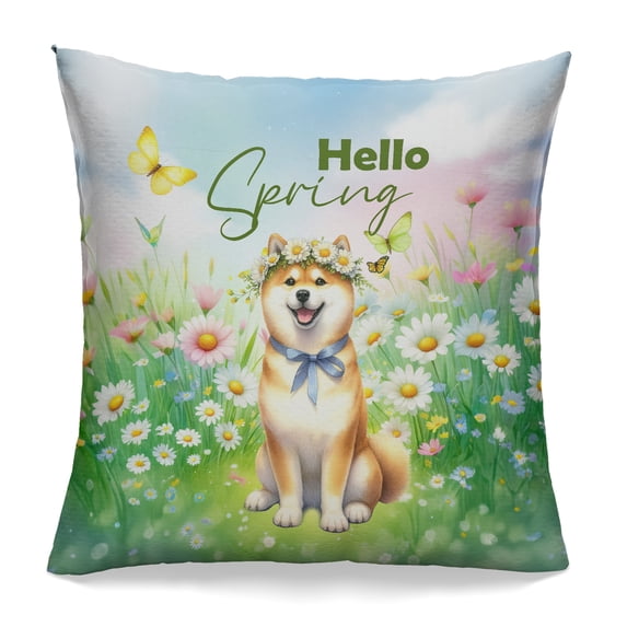 Shiba Inu Hello Spring Time Flower Floral Nature Pillowcase Double Sided Shibas Dog Lovers Gifts Idea Pillow Case Covers - 02031