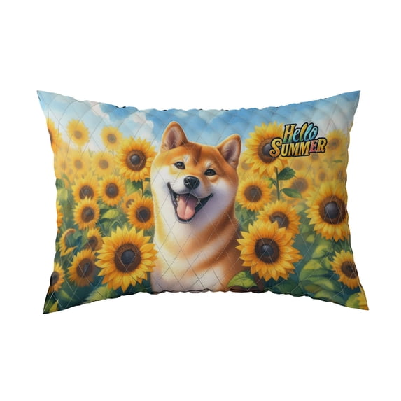 Shiba Inu Hello Summer Sunshine Sunflowers Spring Retro Vintage Quilt Pillowcase Shibas Dog Lovers Gifts Idea Throw Pillow Cover Bed Home Decor - 00008