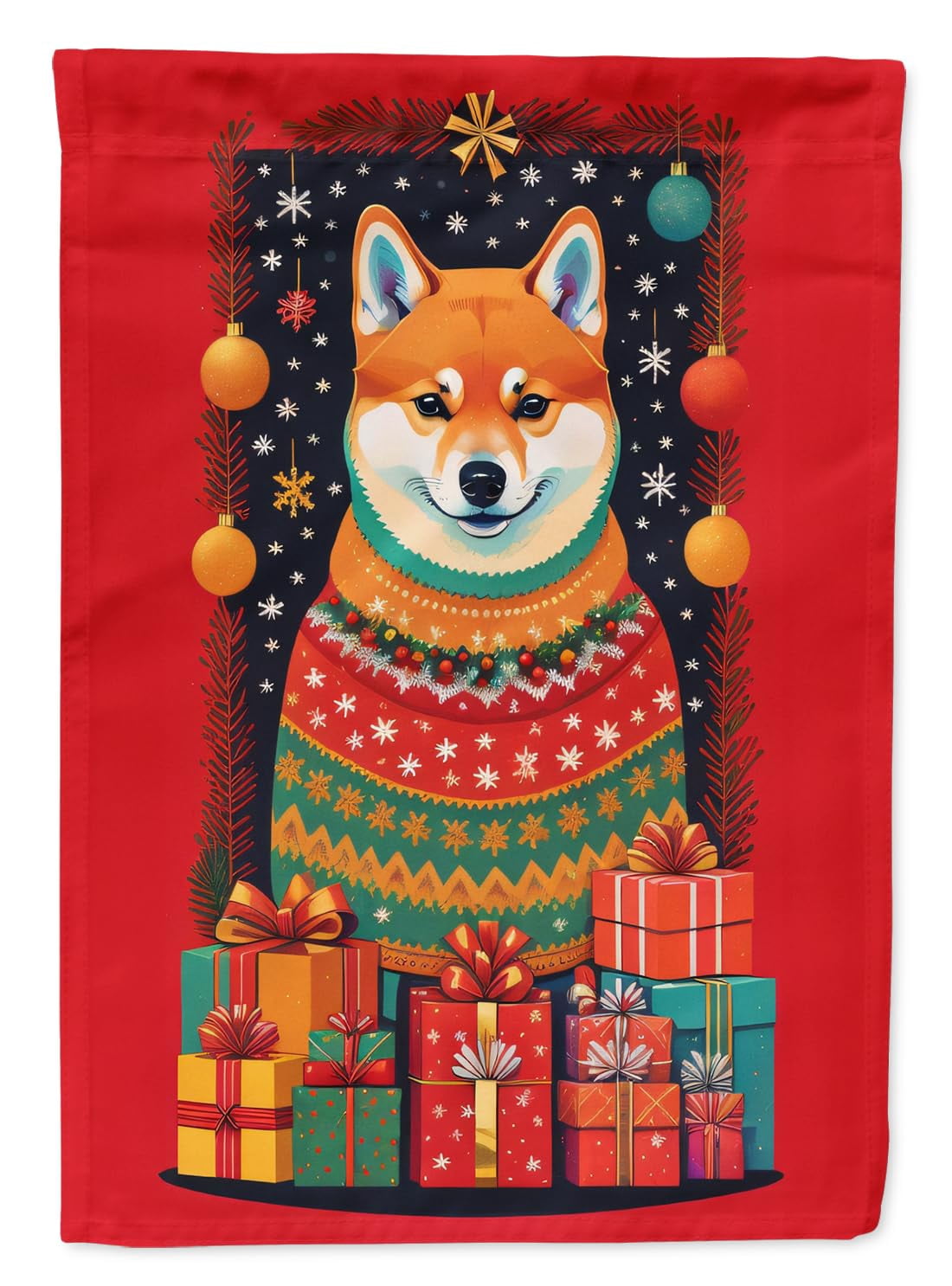 Shiba Inu Holiday Christmas Garden Flag 11.25 in x 15.5 in