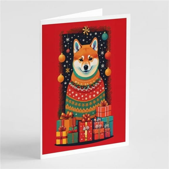Shiba Inu Holiday Christmas Greeting Cards Pack of 8 7 in x 5 in