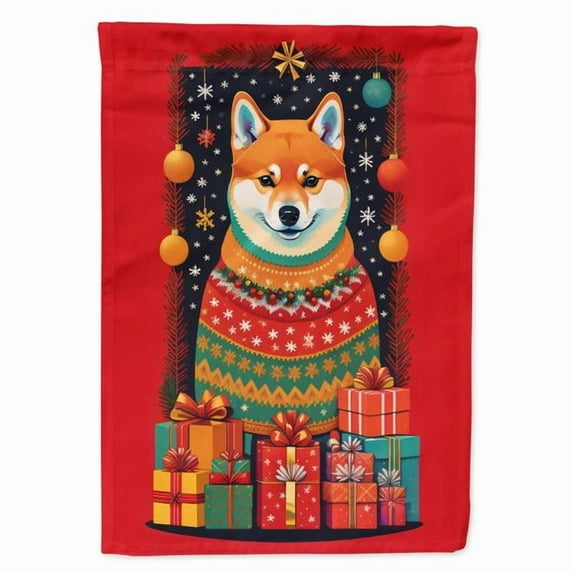 Shiba Inu Holiday Christmas House Flag 28 in x 40 in