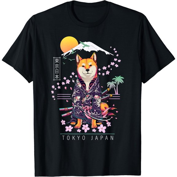 Shiba Inu, Japanese Aesthetic, Sakura Cherry Blossoms T-Shirt