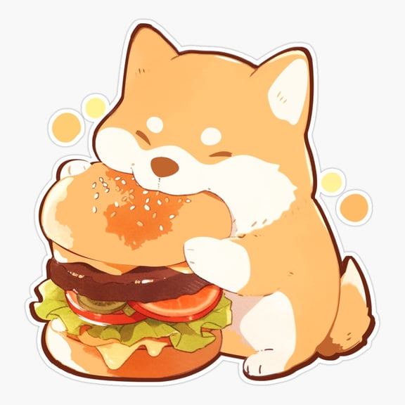 Shiba Inu Kawaii Hamburger Foodie Hydro Er, Phone Decal Water Bottle Stickers Car Decals, Funny Birthday Gift