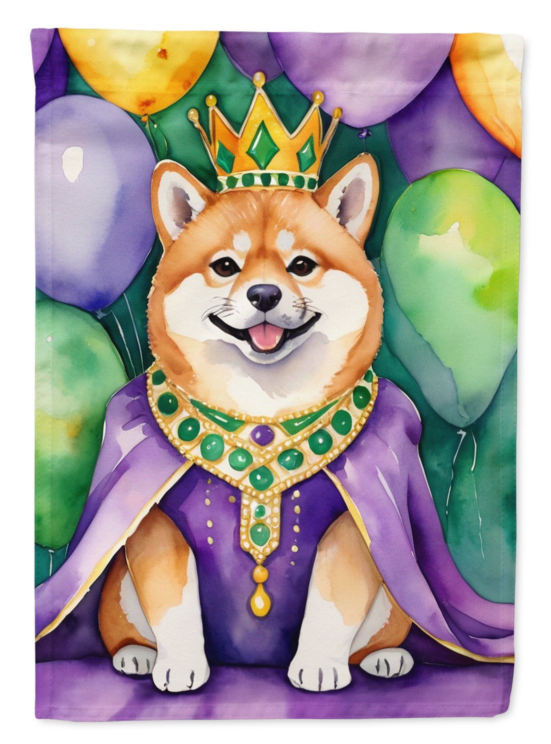 Shiba Inu King of Mardi Gras Garden Flag