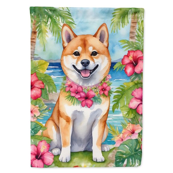 Shiba Inu Luau House Flag