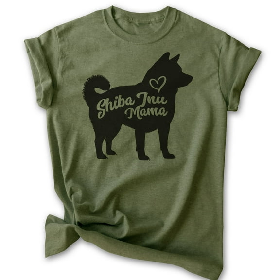 Shiba Inu Mama, Unisex Women's Shirt, Shiba Inu Owner, Funny Dog Mama Gift, Heather Military Green, Small