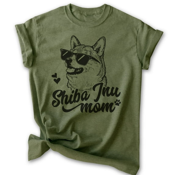 Shiba Inu Mom, Unisex Women's Shirt, Shiba Inu Owner, Funny Dog Mom Gift, Heather Military Green, Medium
