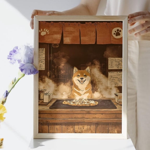 Shiba Inu Okonomiyaki Vintage Showa Food Stall poster Wall Art Decor 8x12 UNFRAMED