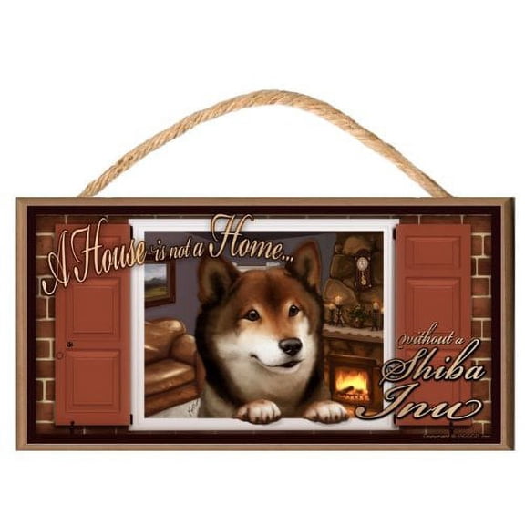 Shiba Inu "Paws on the Windowsill" A House is Not a Home Dog Sign / Plaque featuring the art of S. Rogers
