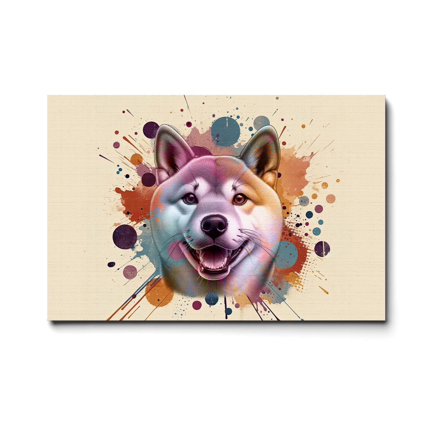 Shiba Inu Portrait Watercolor Vintage Retro Styles Horizontal Matte ...