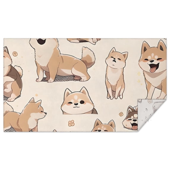 Shiba Inu Rectangle Tablecloth 60"x102",Waterproof Polyester Rectangle Table Cloth, Wipeable Spillproof Polyester Tablecloth for Dining, Camping, Indoor and Outdoor