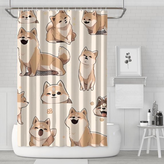 Shiba Inu Shower Curtain 72"x72" ,Bathroom Decorative Shower Curtains Set with 12 Hooks,Modern Waterproof Washable Shower Curtain