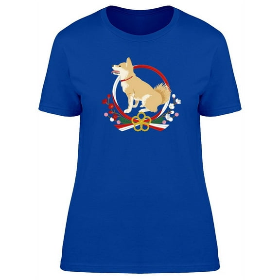 Shiba Inu Sideview Wreath T-Shirt Women -Image by Shutterstock, Female Large
