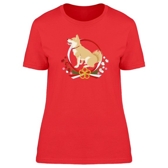 Shiba Inu Sideview Wreath Tee Women's -Image by Shutterstock