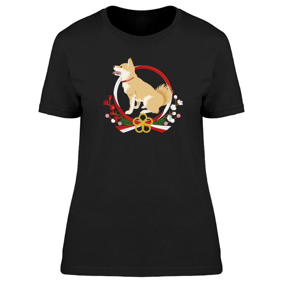 Shiba Inu Sideview Wreath Tee Women's -Image by Shutterstock