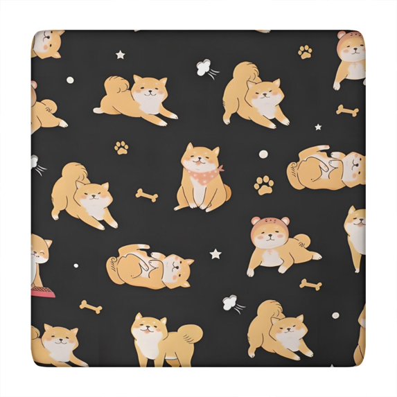 Shiba Inu Square Fitted Tablecloth with Elastic Edge,Square Table Cover,Washable Elastic Table Cover for Home Kitchen Party Decor 34"x34"