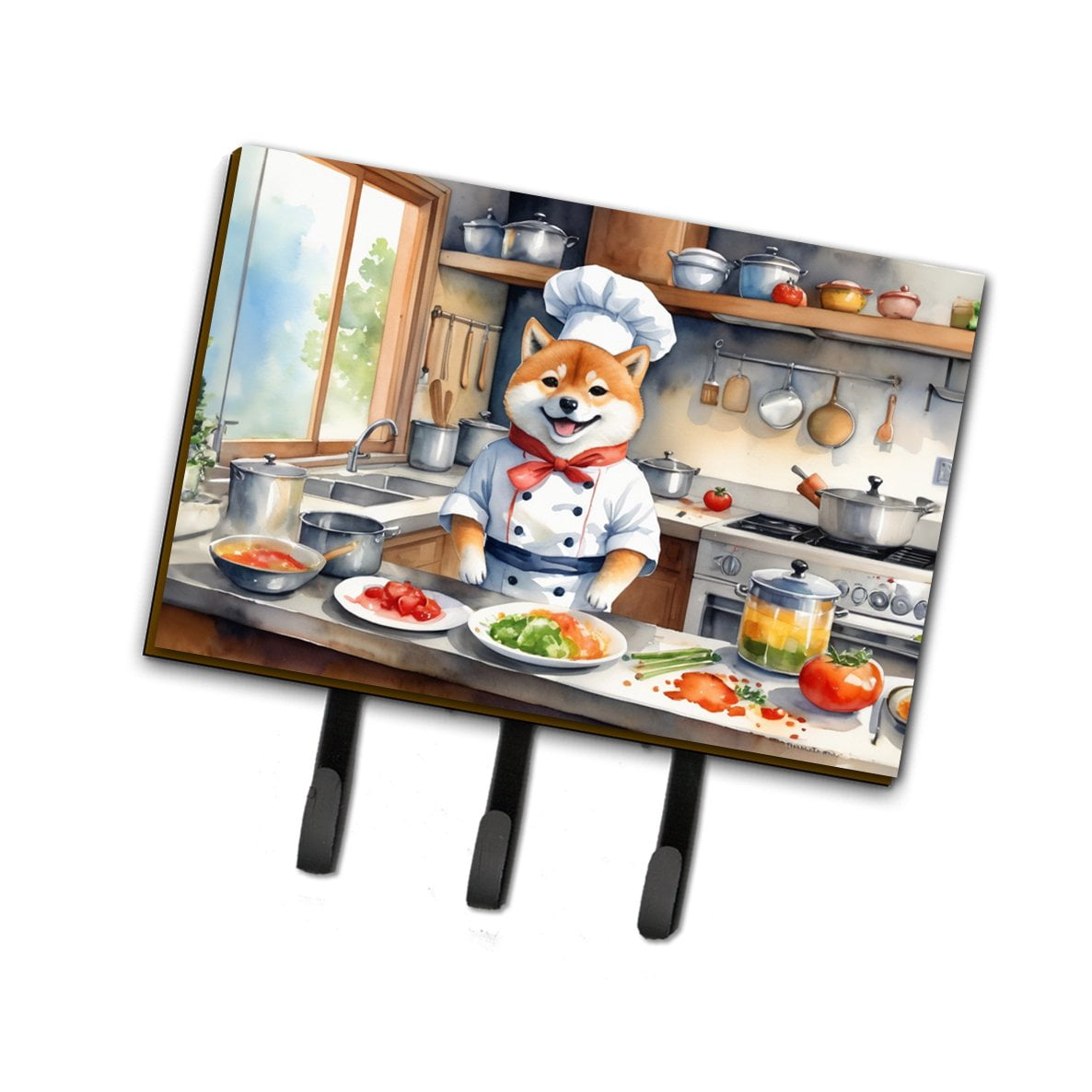 Shiba Inu The Chef Leash or Key Holder 6 in x 9 in