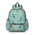 thumbnail image 1 of Shiba Inu and Coffee Blue Pattern Backpack for School, Cute School Bag with Adjustable Shoulder Straps and Padded Back, 13.4"x11"x4.7", 1 of 5
