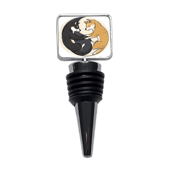 Shiba Inus Yin Yang Dogs Wine Bottle Stopper Cap Plug