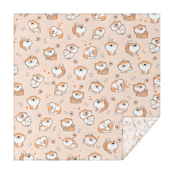 Shibainu and Love Square Tablecloth,Waterproof Square Table Cover,Wipeable Spillproof Washable Table Cover for Home Kitchen Party Decor 42"X42"(107x107cm)