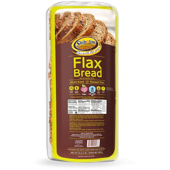 Shibolim FlaxSeed Bread 1 Pound Low Carb, Zero Net Carbs Per Serving, Keto Friendly, Rich in Fiber & Protein, Vegan