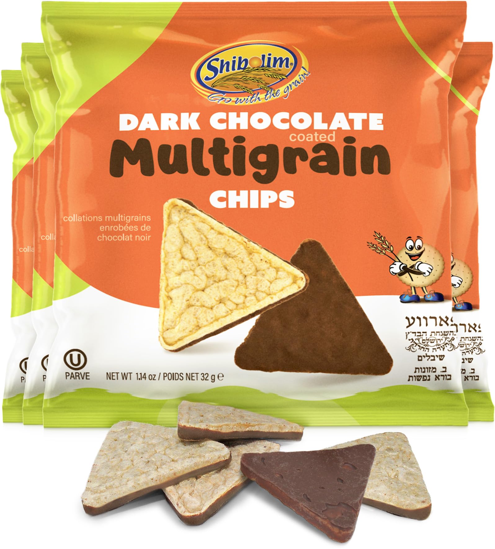Shibolim Multigrain Dark Chocolate MMF7 Covered Rice Chips, 1.14oz (4