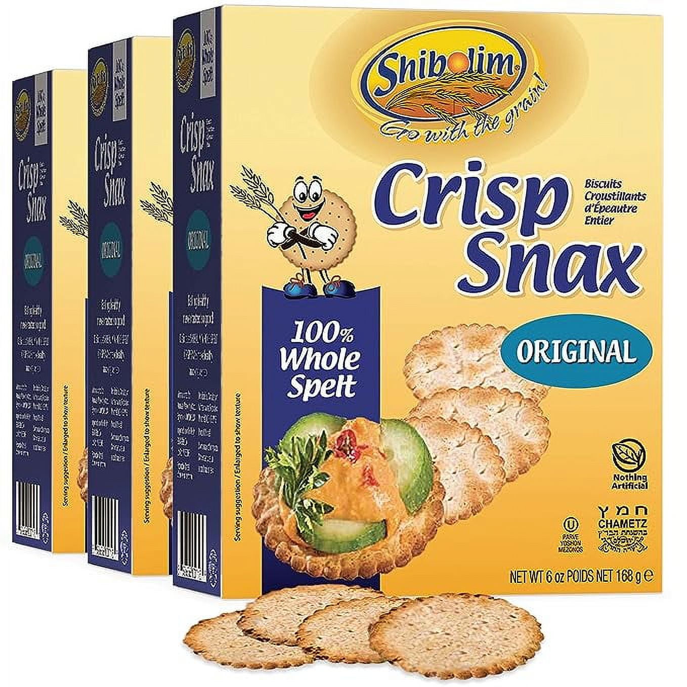Shibolim Unsalted Whole Spelt Crackers, 5 Calorie Cracker, 6oz (3 Pack