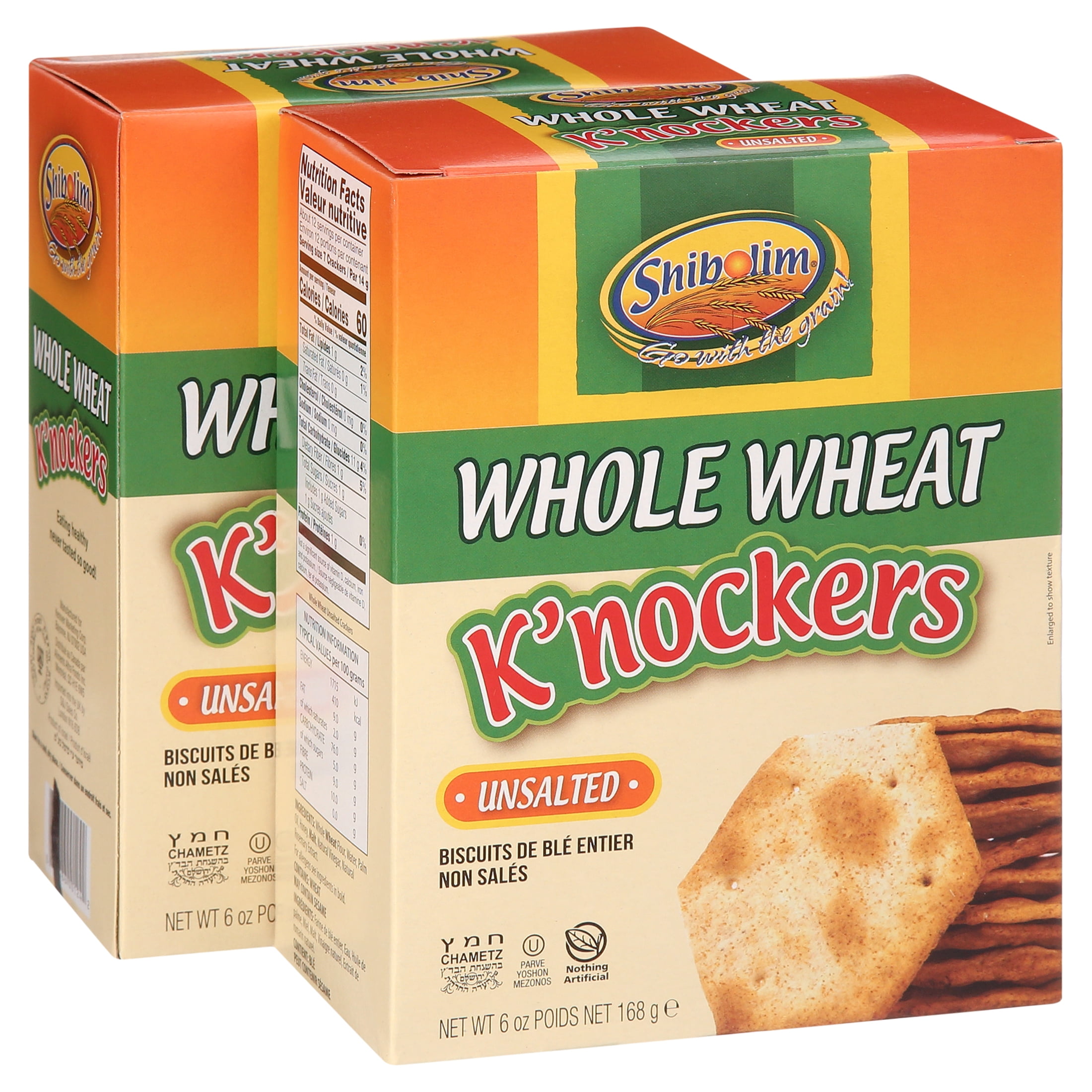 Shibolim Whole Grain Unsalted Whole Wheat Crackers, 6oz Pack of 2 Crisp