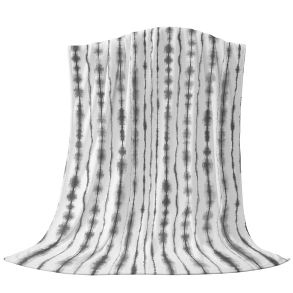 Shibori Stripe Throw Flannel Blanket Minimalist Gray Tie Dye Band Bleed Spot Ink Streak Super Soft Cozy Bed Blanket, Lightweight Plush Fuzzy Bed Throw for Bedroom Sofa Couch Living Room 30x40in