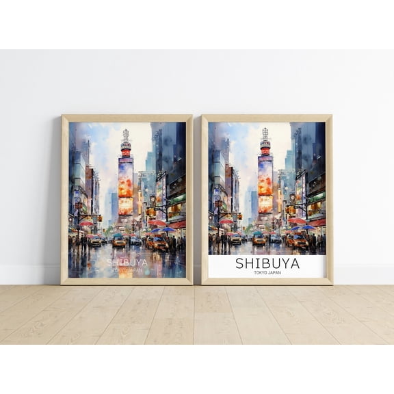 Shibuya Tokyo Japan Travel Print Tokyo City Travel Tokyo Japan Wall Art, Set 2, Poster Only